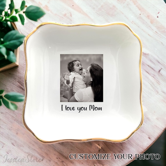 Personalized Photo Trinket Dish-Thank You Gift For Mom-Customized Photo Ring Dish