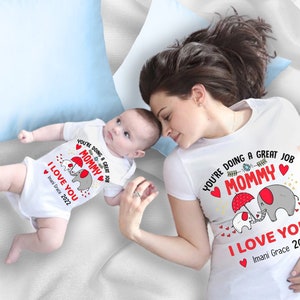 You&#39;re Doing A Great Job Mommy, Custom Name Baby Bodysuit, Matching Shirt Gift, Personalized Baby Onesizes, Cute Onesizes, Baby Shower Gift