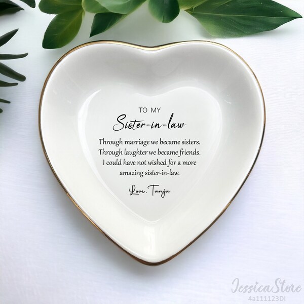 Sister in law Ring Dish-Through Marriage We Became Sisters-Custom Jewelry Holder-Trinket Tray-Birthday Wedding Gift-Sister Of The Groom Gift