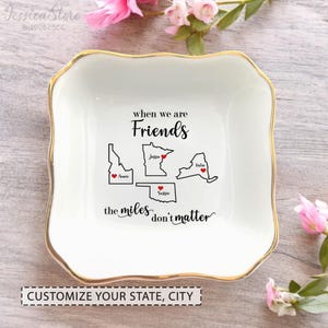 Die Miles Don't Matter-Personalisierte Karte Ring Dish-Freundschaft Geschenke für Best Friend-Long Distanz Geschenke für Tochter-Zusammenarbeit Familie Geschenk