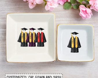 Personalized Graduation Ring Dish: Handmade Ceramic Jewelry Holder