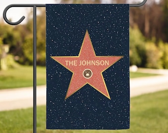 Personalized Hollywood Walk of Fame-Custom Hollywood Star Flag-Custom House Flag-Personalized Outdoor Garden Flag-Hollywood Celebrity Star