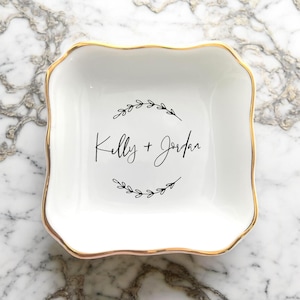 Engagement Ring Dish-Wedding Ring Holder-Engagement Gift For Couple-Wedding Gift For Bride-Personalized Jewelry Dish-Trinket Tray Christmas