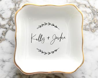 Personalized Engagement Ring Dish, Wedding Anniversary Gift For Couples
