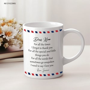 Taza con carta de "Querida mamá", taza personalizada para mamá, papá, familia, regalo único para la familia, taza de café, regalo de cumpleaños de Navidad, regalos del Día de la Madre para mamá
