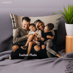 Op maat gemaakt fotokussen, gepersonaliseerd knuffelkussen, familiecadeau