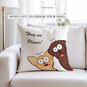 Coussin dessin chien personnalisé - coussin personnalisé - coussin câlin personnalisé - cadeau d&#39;anniversaire de fête des mères pour maman papa famille amoureux des animaux de compagnie-cadeau drôle