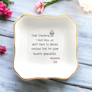 Personalized Grandma Jewelry Dish: Favorite Grandchild Gift for Nana Trinket Tray, Grandma Birthday