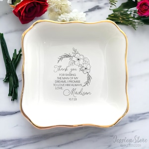 Personalized Mother Of The Groom Ring Tray-Thank You For Raising The Man-Mother In Law Gift From Bride-Wedding Ring Dish-To Mom From Bride