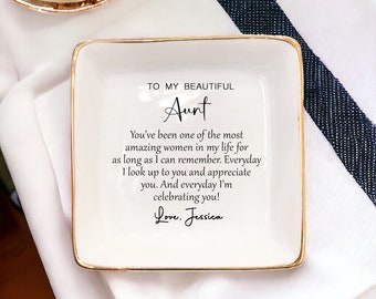 To My Beautiful Aunt Ring Dish-Custom Jewelry Holder For Aunt Mom Women-Personalized Trinket Tray From Nice-Birthday Mother's Day Gift