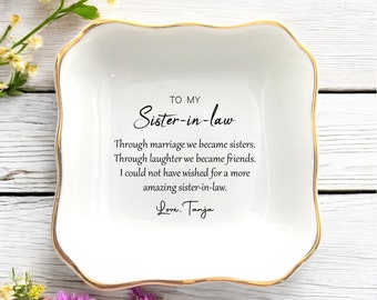 Plato personalizado para anillos de cuñada, regalo para la novia y suegra.