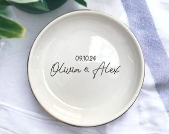 Personalized Couple Ring Dish, Engagement Wedding Gift for Bride and Groom