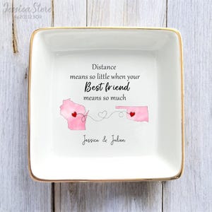 Abstand bedeutet so wenig, dass Personalisierte Karte Ring Schale-Long-Distance Freundschaft Geschenke für Best Friend-Soul Schwester-Abschied Geschenke für Klassenkameraden