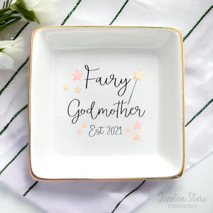 Personalized Godmother Jewelry Dish-Fairy Godmother Proposal Gift For Godparents-Mothers Day Gifts For Mom-Twinkle Star Pendant Ring Holder