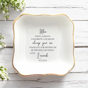 Hoy Un Novio Para Siempre Tu Hijo-Madre Del Novio Regalo Del Novio-Plato Personalizado Para Anillo De Bodas-Regalo Del Novio A La Mamá-Gracias Mamá Del Novio