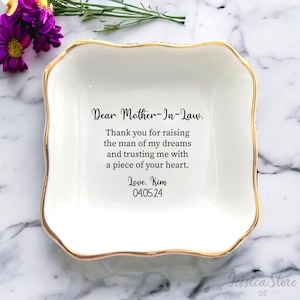 Regalo de boda personalizado para suegra - Plato porta joyas personalizado - Regalo de la novia para suegra - Gracias por criar al hombre de mis sueños