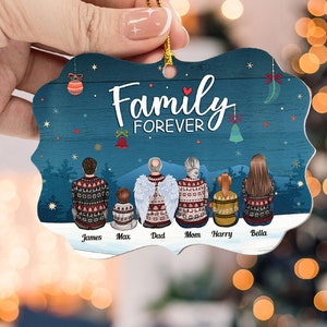 Custom Christmas Ornament-Family Forever-Personalized Family Portrait Aluminum Ornament-Christmas Gifts For Family Members-Family Keepsake