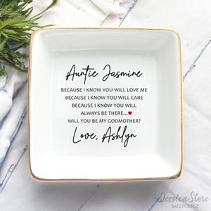 Will You Be My Godmother Ring Dish-Personalized Godmother Gift Idea-Godparents Proposal-Trinket Tray-Christmas Gifts For Godmother Proposal