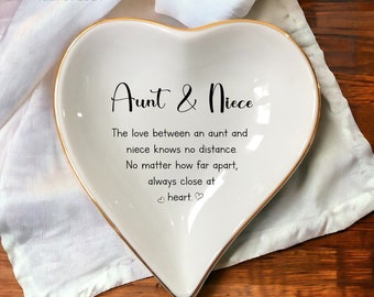 Aunt And Niece Gift, Personalized Ring Dish For Auntie Sister Women, Custom Jewelry Holder, Ceramic Trinket Tray, Birthday Christmas Gift