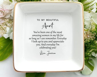 Personalized Aunt Ring Dish, Auntie Jewelry Dish, Birthday Gift from Niece, Mothers Day Gifts