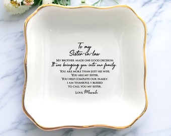 Personalized Sister-in-Law Ring Dish-Sisters Gifts From Sister-Bride To Be Gift From Sister Of The Groom