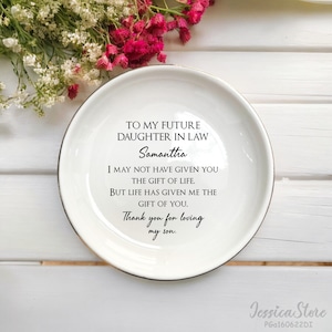 Plato para anillos para mi futura nuera - Regalo para nuera de la suegra - Regalo para despedida de soltera de la madre del novio - Regalos para la futura novia
