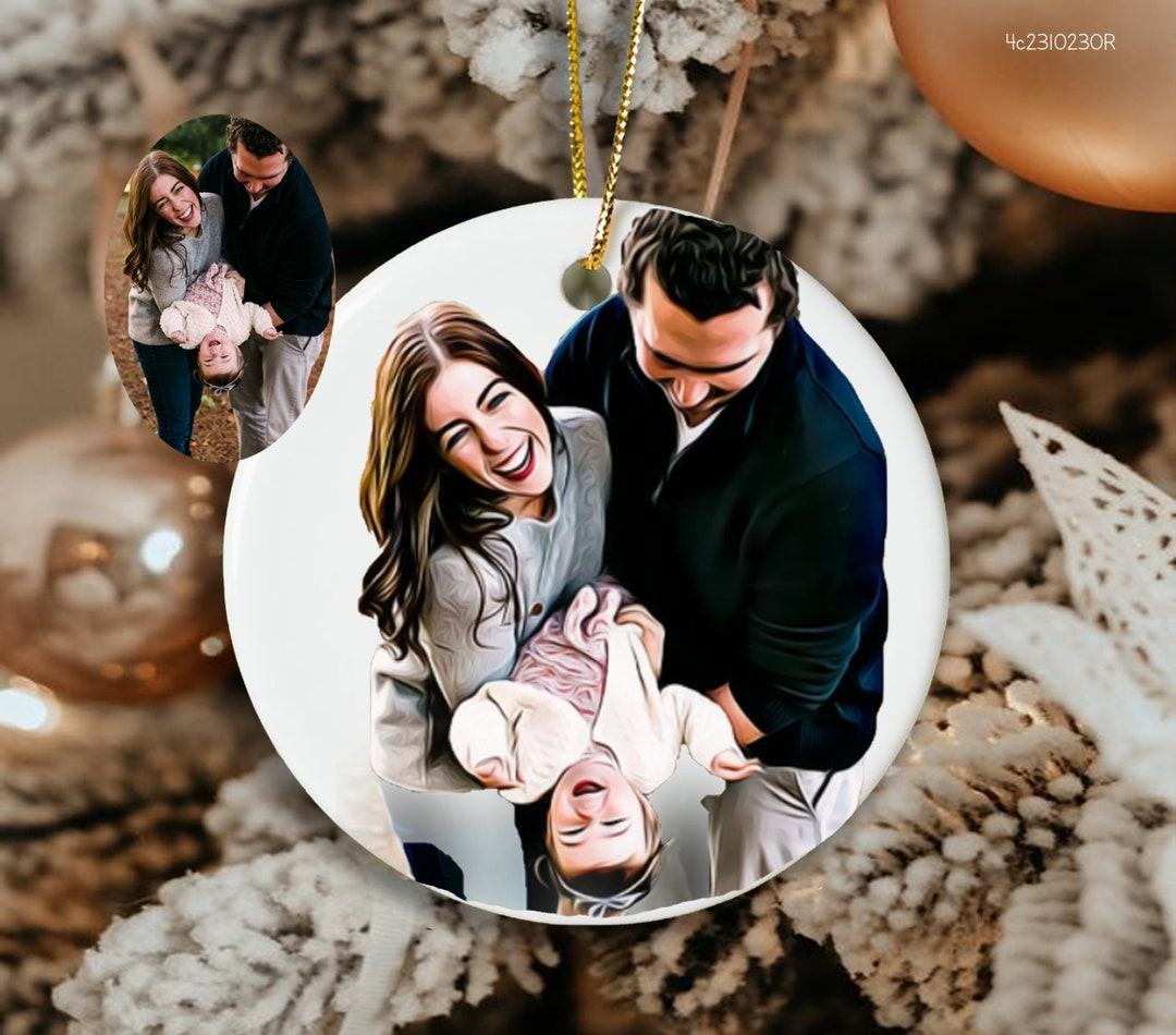 Drawing Photo Ornament-personalized Ceramic Ornament-custom Ornament-gift for Family Friend Mom ...