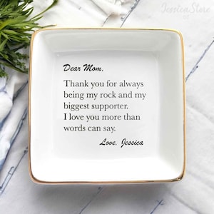 Thank You For Being My Rock Mom Ring Dish, Personalized Mom Jewelry Dish Gift From Daughter, Custom Jewelry Tray, Mothers Day Gifts For Mom