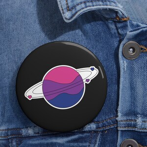 Bisexual Pride Flag Cute Planet Pin Buttons