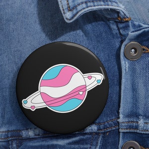 Transgender Pride - Transgender Flag Cute Planet Pin Buttons