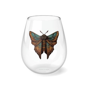 Moth Art Stemless Wine Glass, 11.75oz