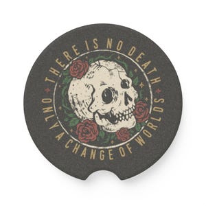 Posavasos de corcho para coche con calaveras y rosas