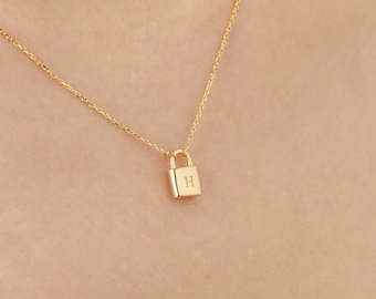 Initial Padlock Necklace · Initial Lock Necklace · Personalized Lock Necklace · Custom Initial Necklace · Letter Necklace · Gifts for Her
