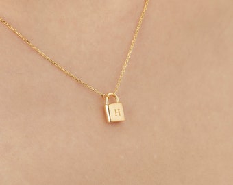 Initial Padlock Necklace · Initial Lock Necklace · Personalized Lock Necklace · Custom Initial Necklace · Letter Necklace · Gifts for Her