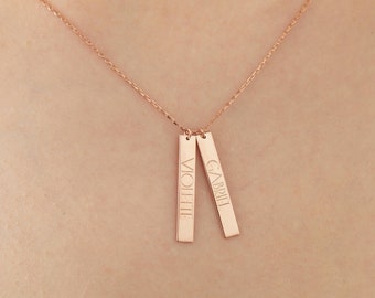 Valentines Name Necklace: Him and Her · Personalized Necklace · Gold, Rose Gold, White Gold Necklace ·Personalized Gift · Engraved Necklace