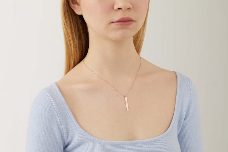 White Gold Gift For Mom \u00b7 Custom Bar Necklace \u00b7 Personalized Bar Necklace \u00b7 Gold Rose Gold Bar Necklace \u00b7 Dainty Bar Necklace
