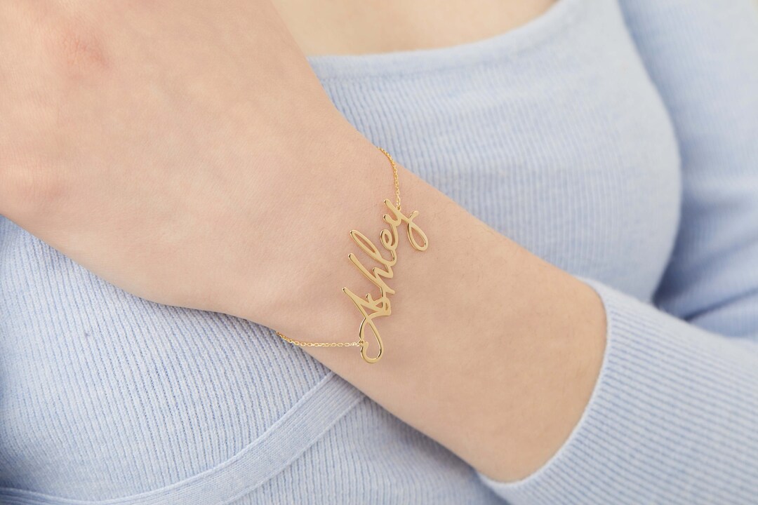Gold name bracelet designs clearance