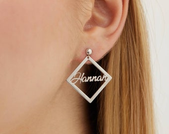 Name Earrings · Custom Name Earrings · Gift for Mom · Best Friend Gift · Custom Jewelry · Gold, White Gold, Rose Gold Earrings