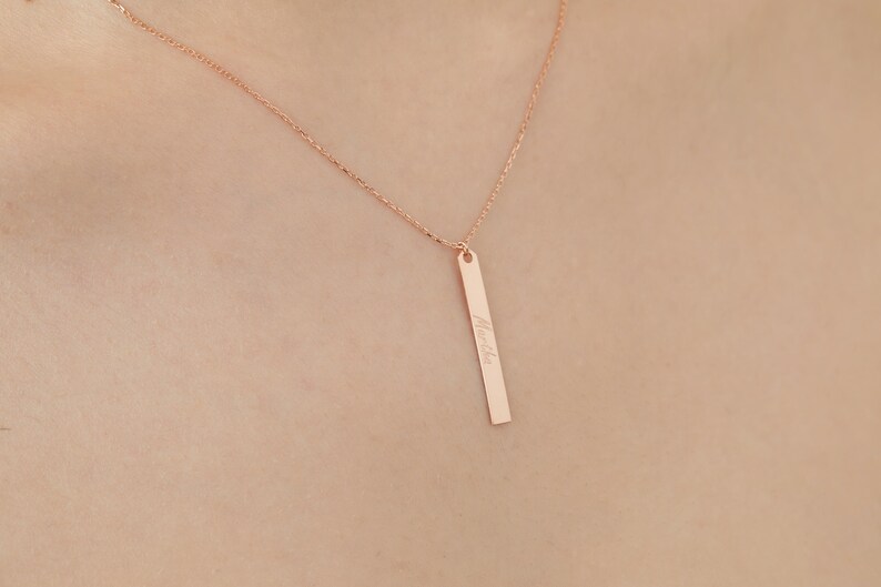 White Gold Gift For Mom \u00b7 Custom Bar Necklace \u00b7 Personalized Bar Necklace \u00b7 Gold Rose Gold Bar Necklace \u00b7 Dainty Bar Necklace