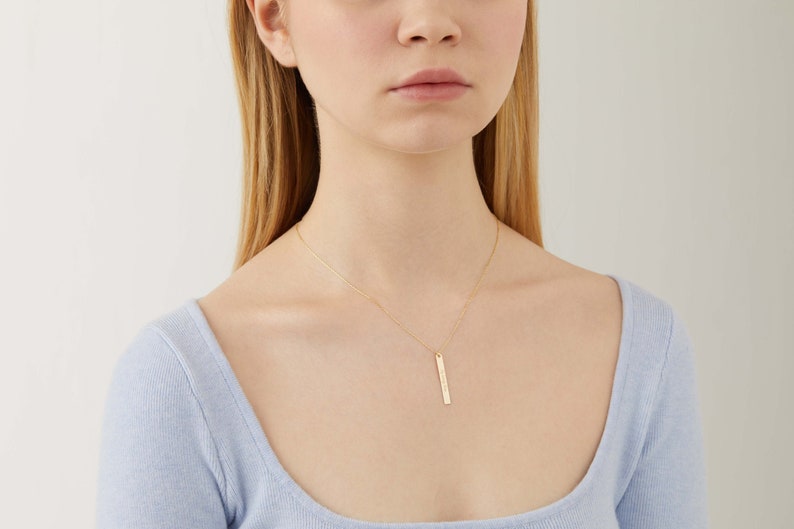 White Gold Gift For Mom \u00b7 Custom Bar Necklace \u00b7 Personalized Bar Necklace \u00b7 Gold Rose Gold Bar Necklace \u00b7 Dainty Bar Necklace