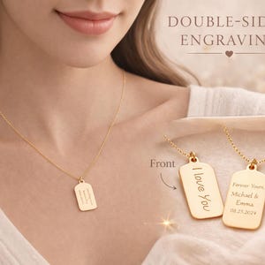 Gepersonaliseerde gegraveerde tag ketting dubbelzijdig aangepaste naam datum bericht sieraden cadeau minimalistisch