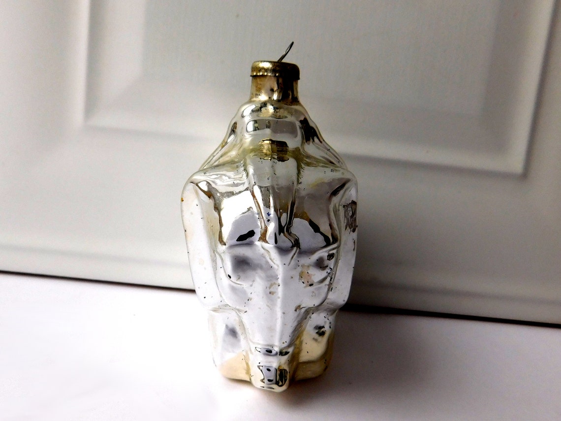 Christmas mercury Glass Ornament Elephant Big Vintage | Etsy