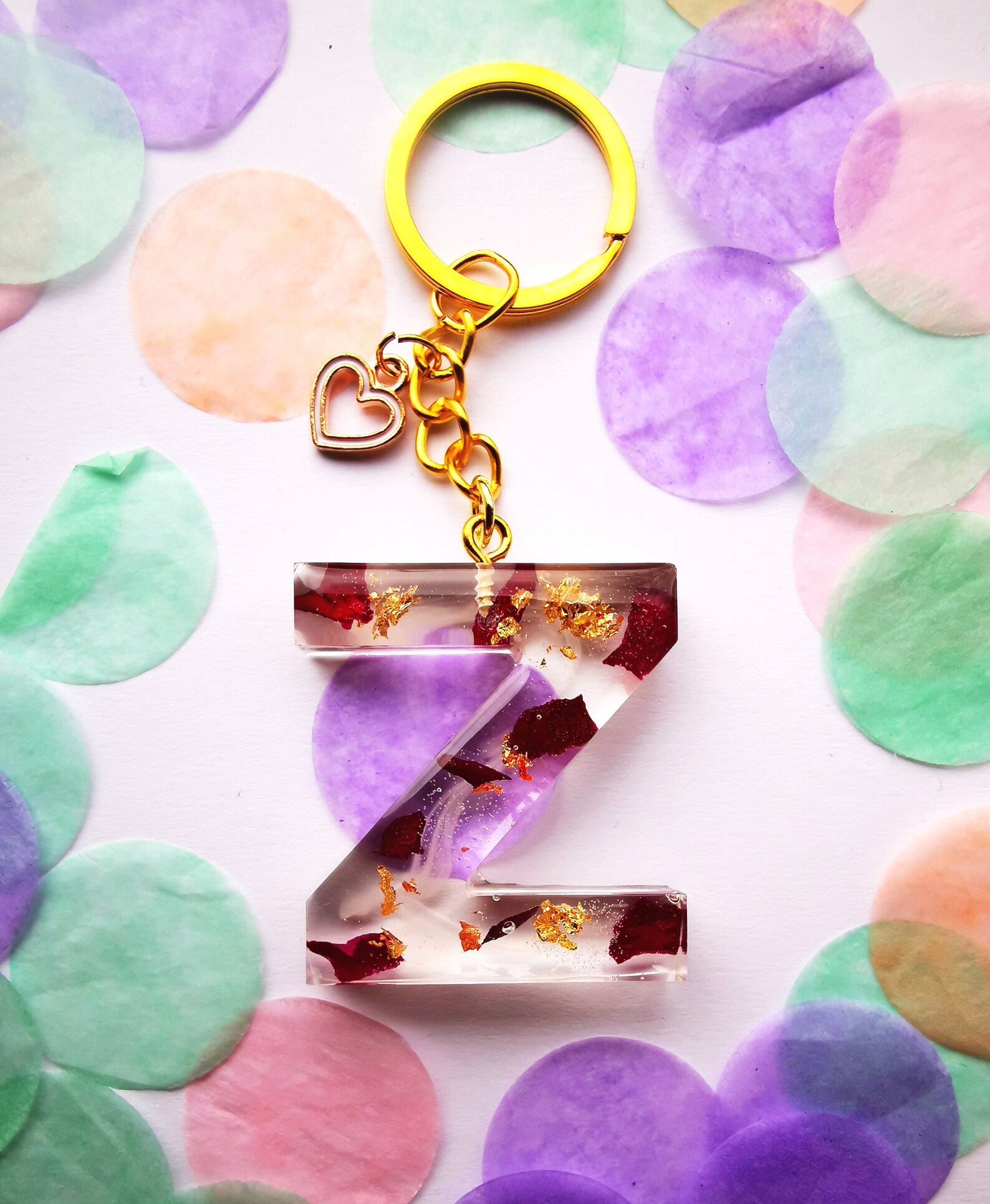 Resinart EPOXY letters keychains with real flowers Etsy