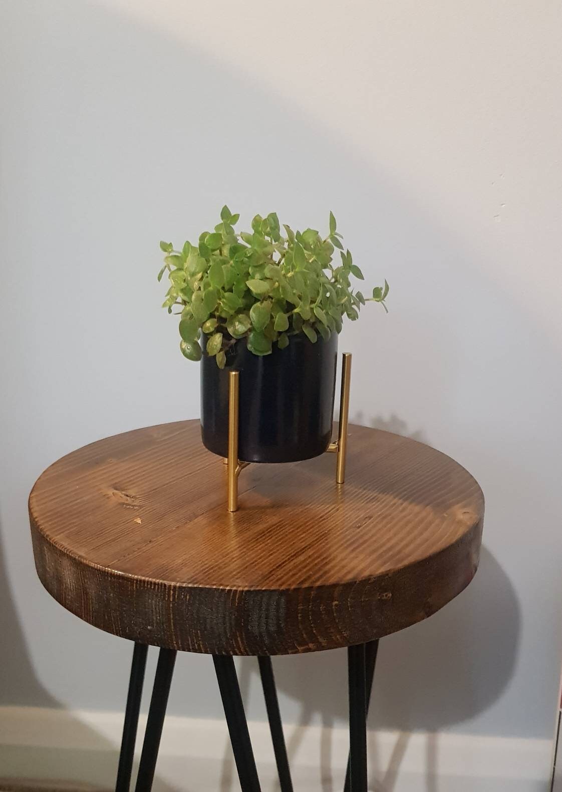 Rustic handmade wooden Round coffee/planter/side table with Etsy