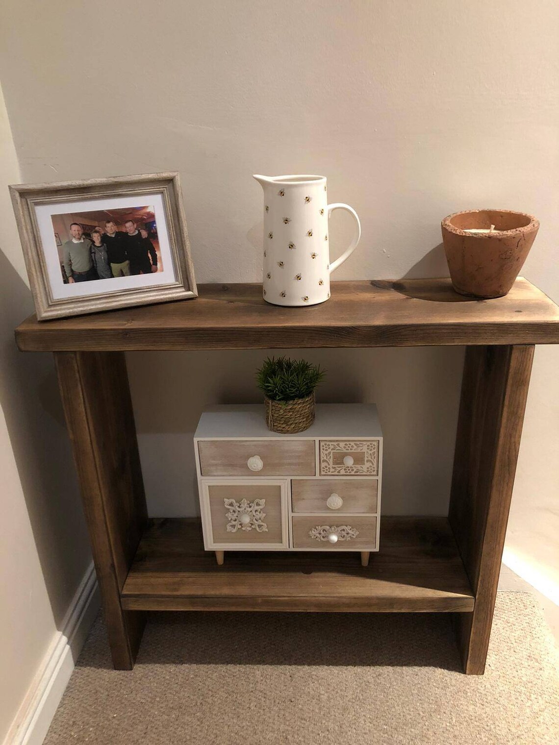 Handmade rustic wooden side/console/alcove table Etsy