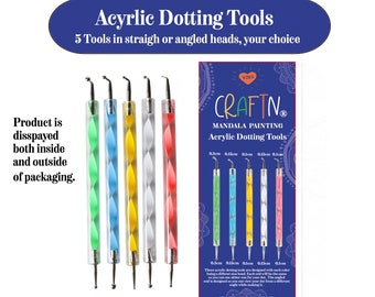 Mandala Dotting Tools for Painting Mandala, Dotting Art- Set of 5. Curved Dotting Tool, XOXO CraftN, Stylus Dot Tool, Dotting Tool Set