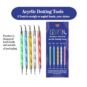 Mandala Dotting Tools for Painting Mandala, Dotting Art- Set of 5. Curved Dotting Tool, XOXO CraftN, Stylus Dot Tool, Dotting Tool Set