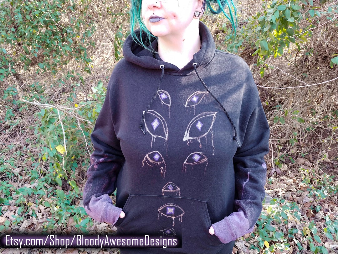 Eyeballs for Days Bleach Paint Hoodie black Hoodie Custom Eye Colour Etsy
