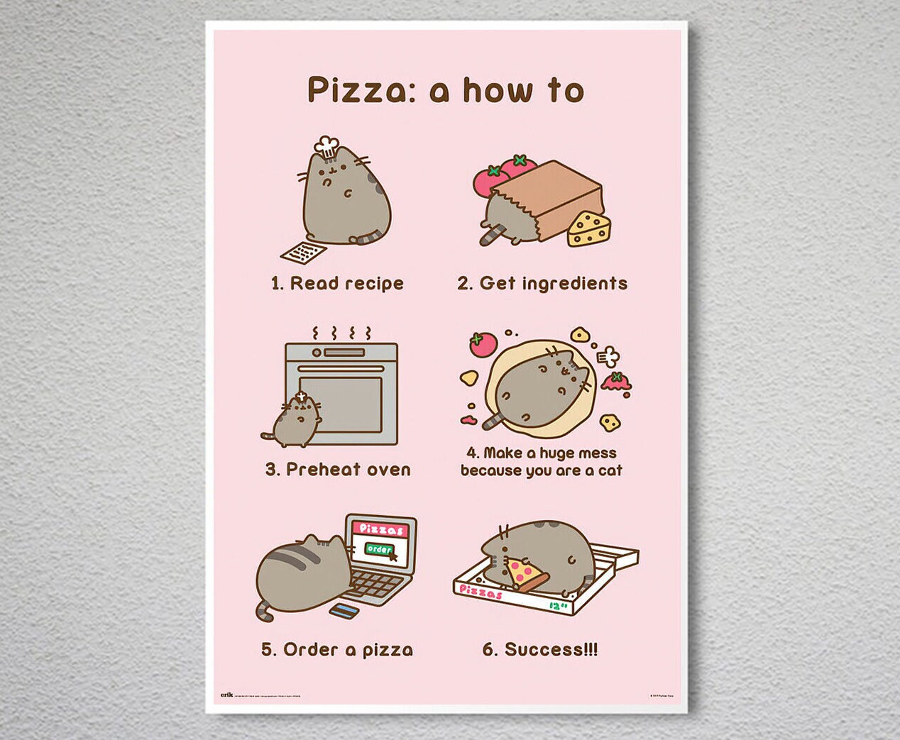 Pusheen the Cat Pizza a How to Poster Etsy