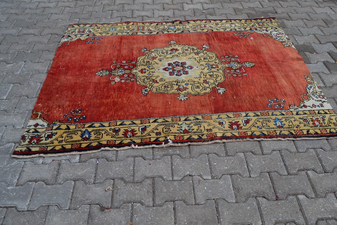 BIG DISCOUNT 5x6 ft Red Turkish rug Carpet Wool rug Cotton rug Etsy